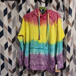 MV Sport Rainbow Striped Tie-Dye Hoodie